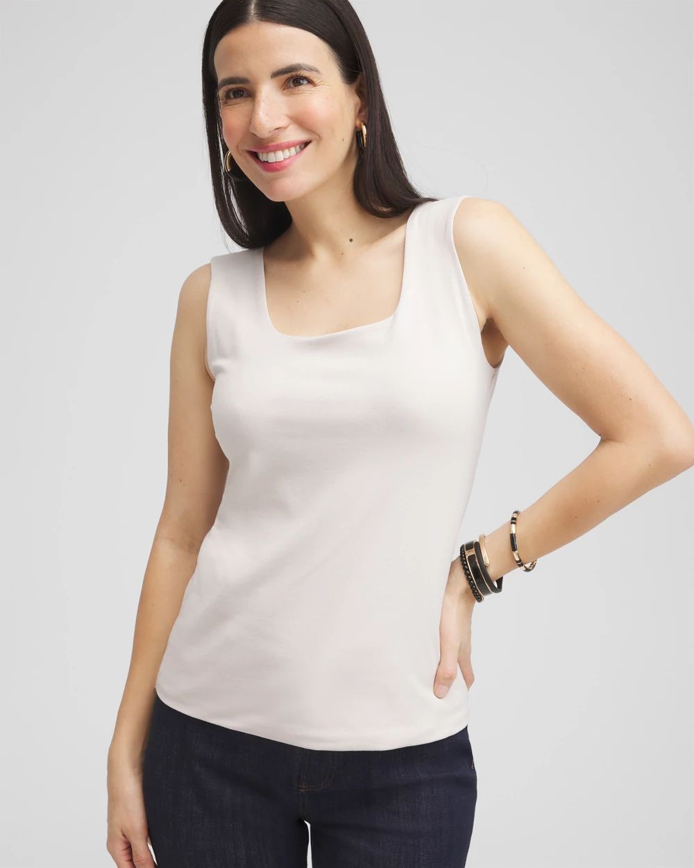 トップス SQUARE TANK / BEIGE shishikui SQUARE TANK KNIT TOPS(1 IVORY): CLANE: WOMENS｜ STUDIOUS
